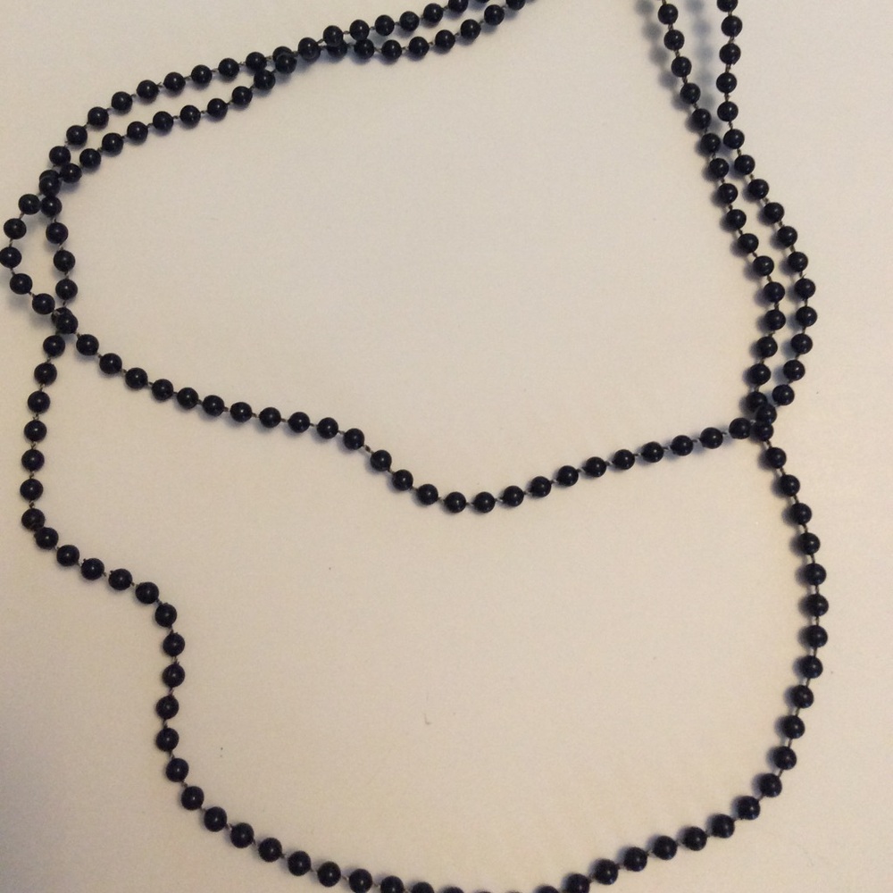 Necklace beaded vintage long black bjr